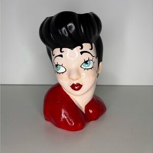 Hand Painted Hobbyist Glamour Girl Betty Boop Lady Head Vase